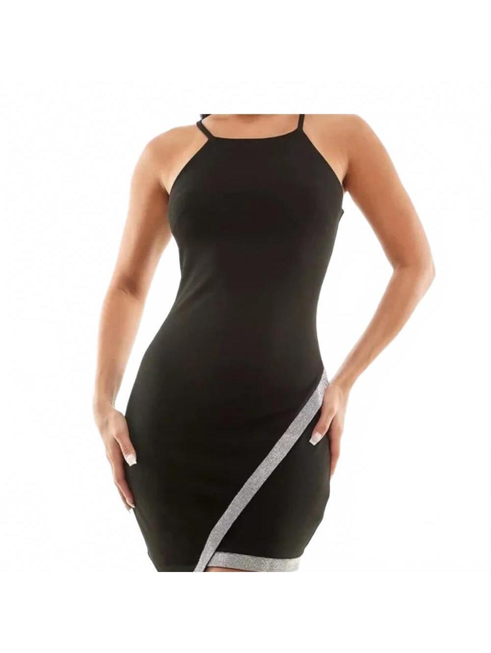 BCX Black Mini Dress with rhinestone Detail